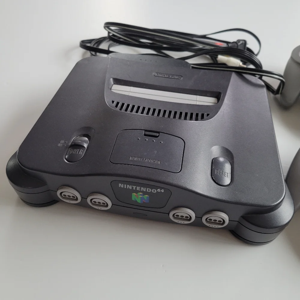 Nintendo Console with Gray Controllers